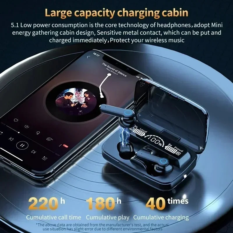 TWS Bluetooth Headphones 5.3 9D High Fidelity Wireless Headphones Touch IPX7 Waterproof Digital Display Headphones